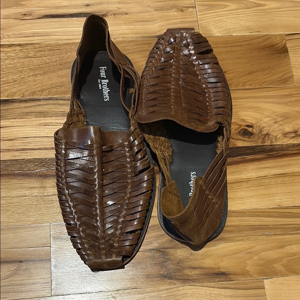 Men's Brown Leather Huarache Sandal Shoes